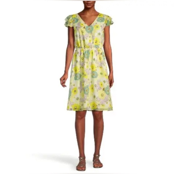 Ann Taylor Dresses & Skirts - Ann Taylor Yellow and Green Floral Midi Dress